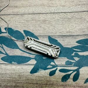 Silver Crystal Lariat Aroma Therapy Necklace 24 In‎ B3